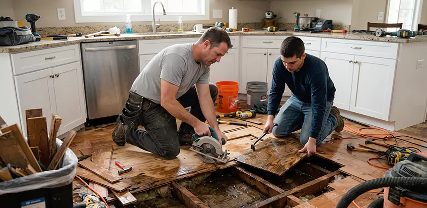 Kitchen Floor Water Damage Repair in Rialto